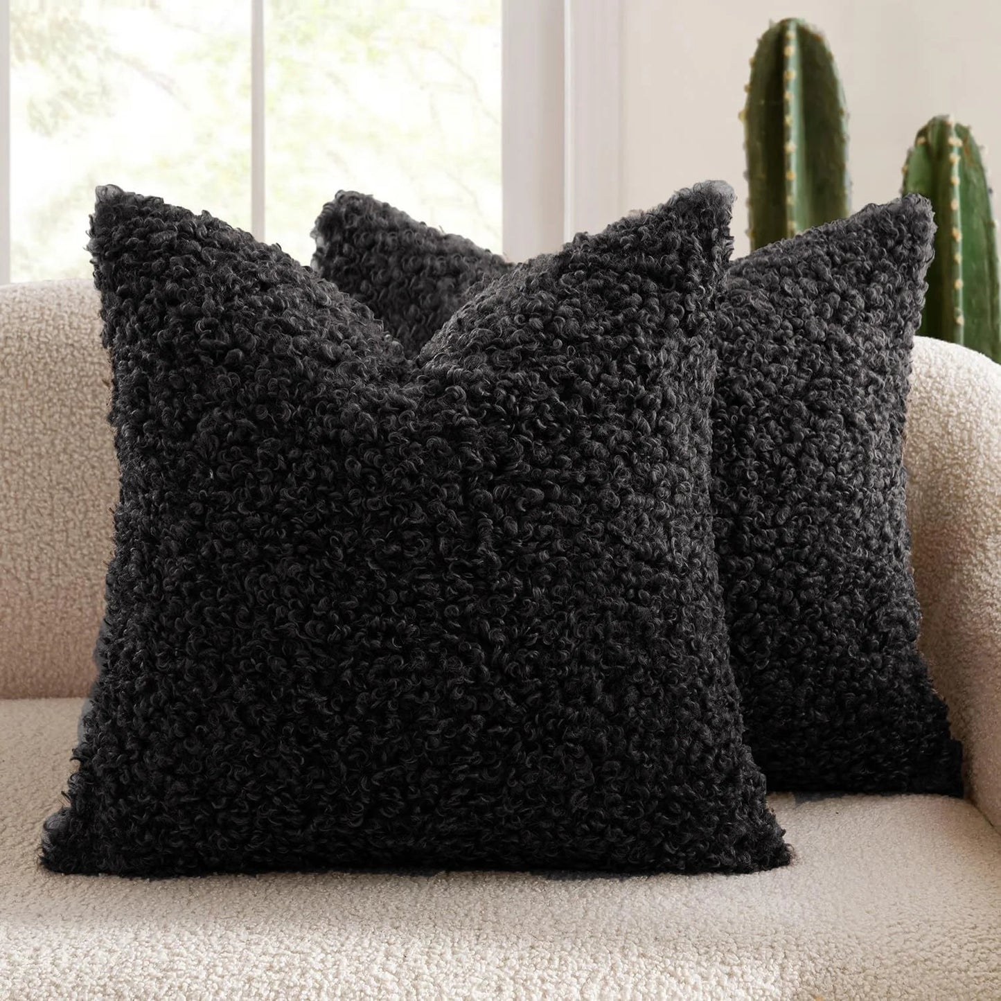 Housse De Coussin Laine Noir - Maison Coussin