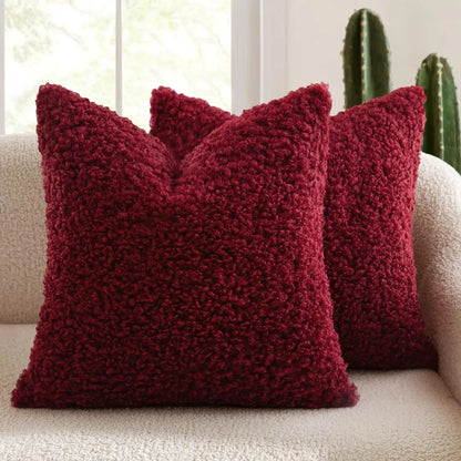 Housse De Coussin Laine Rouge - Maison Coussin