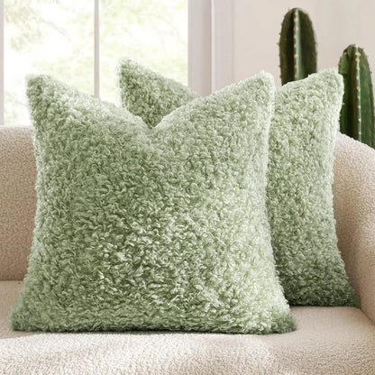 Housse De Coussin Laine Vert - Maison Coussin