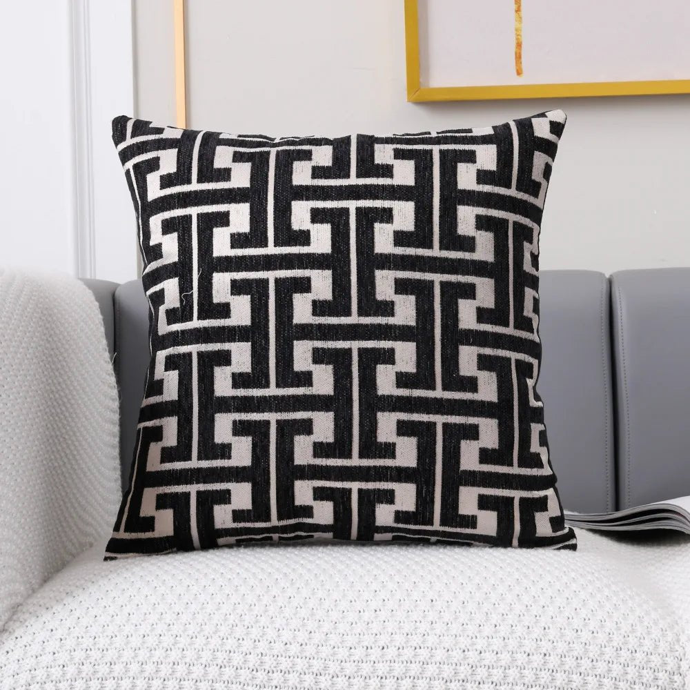 Housse De Coussin Moderne Noir - Maison Coussin
