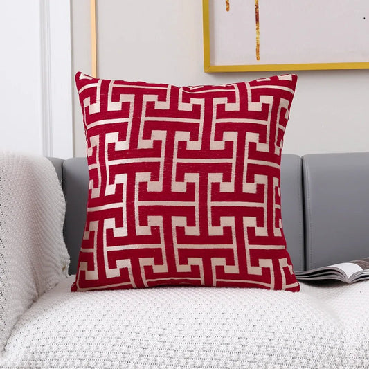 Housse De Coussin Moderne Rouge - Maison Coussin
