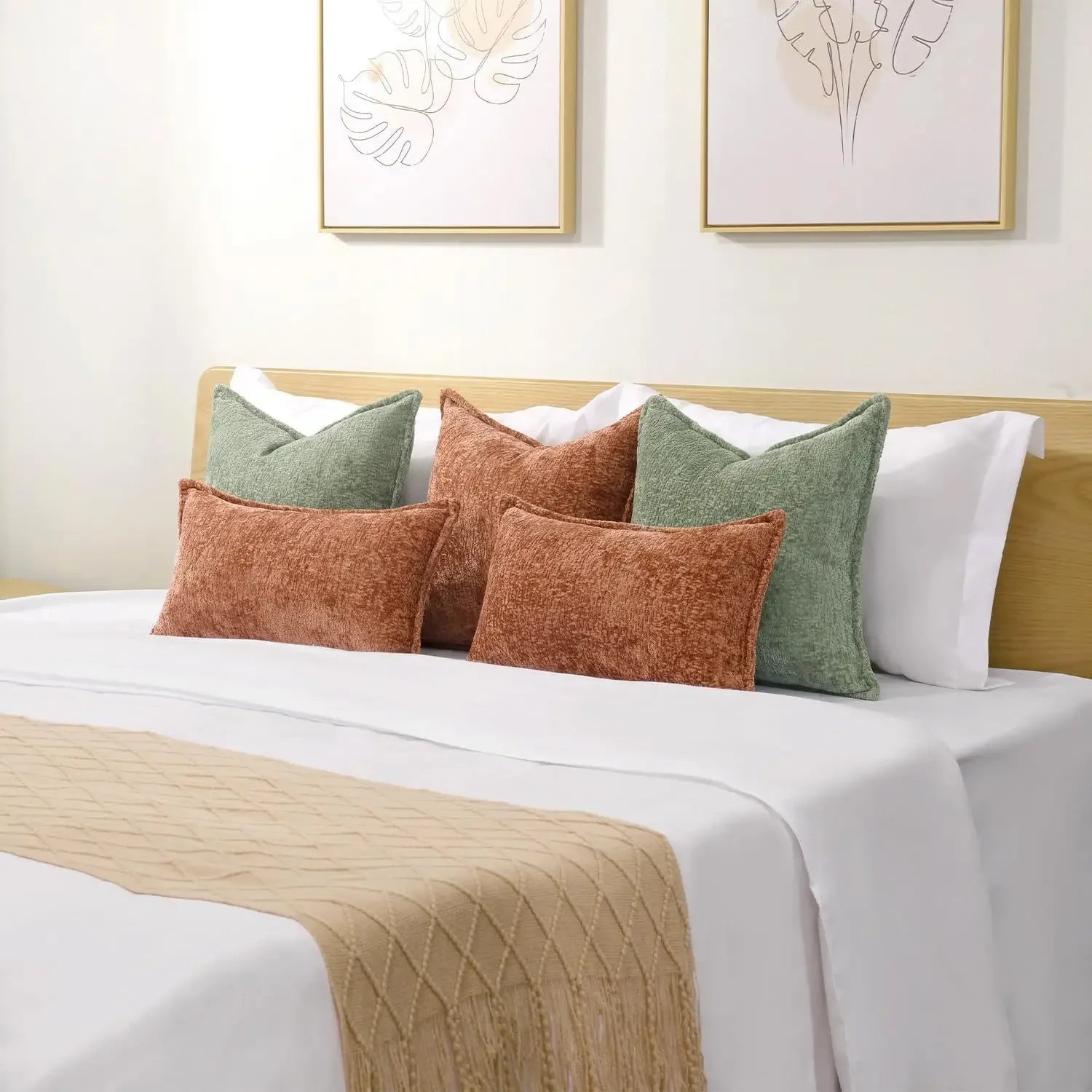 Housse De Coussin Nordique Vert Olive - Maison Coussin
