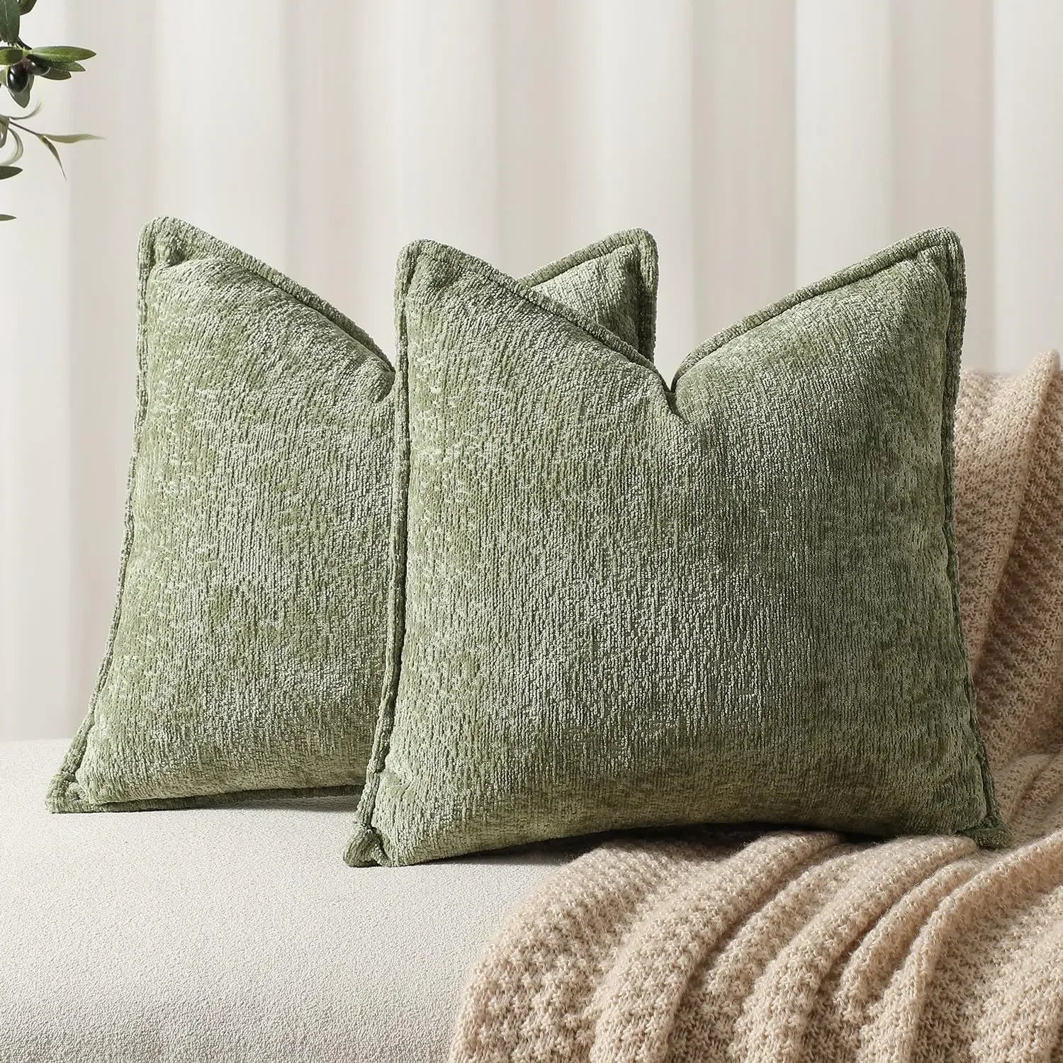 Housse De Coussin Nordique Vert Olive - Maison Coussin