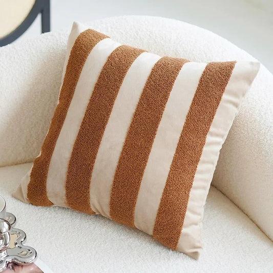 Housse De Coussin Scandinave à Rayures - Maison Coussin