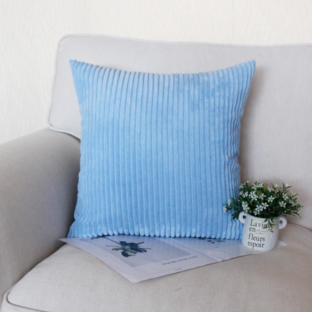 Housse De Coussin Velours Bleu Ciel - Maison Coussin
