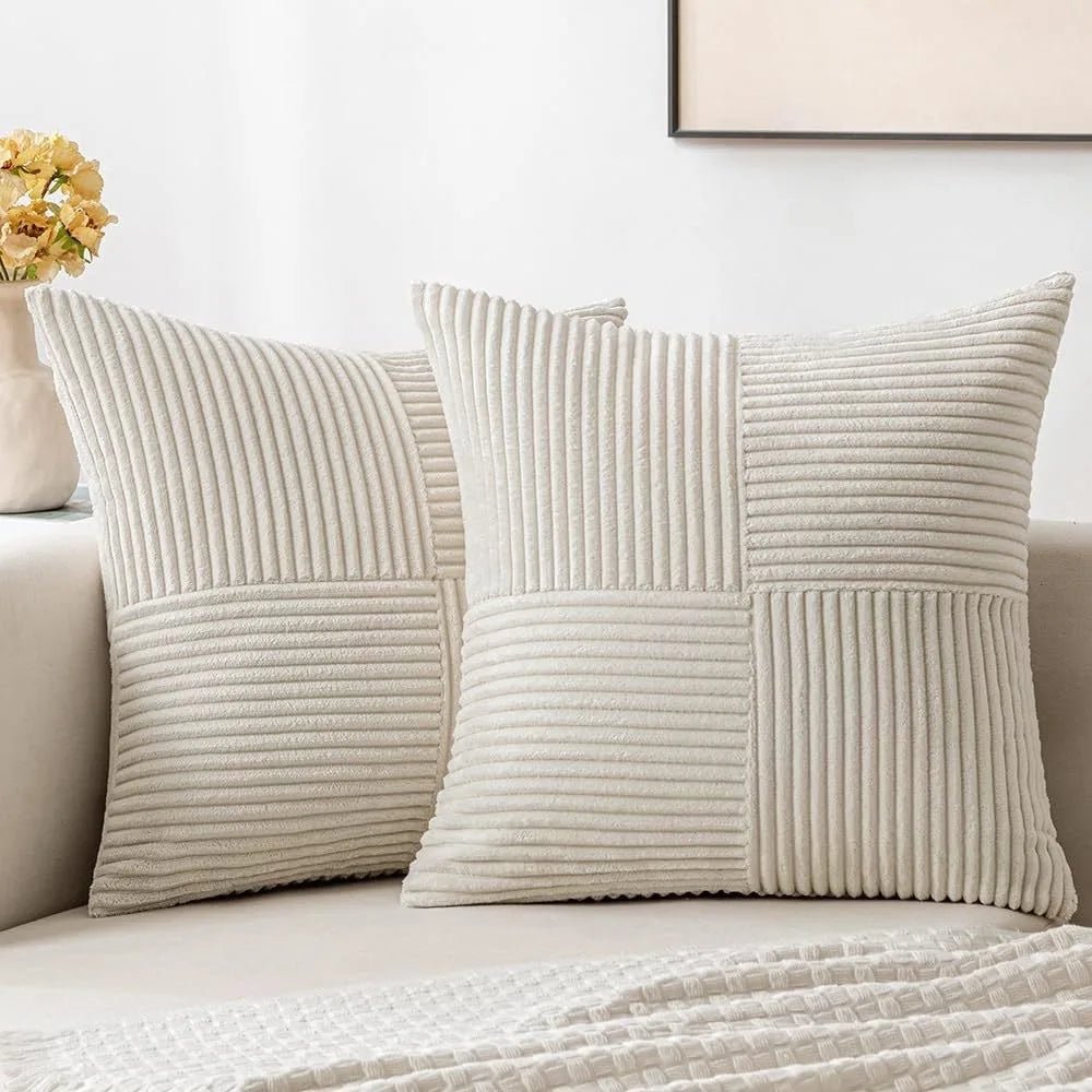 Housse De Coussin Velours Minimaliste Beige - Maison Coussin