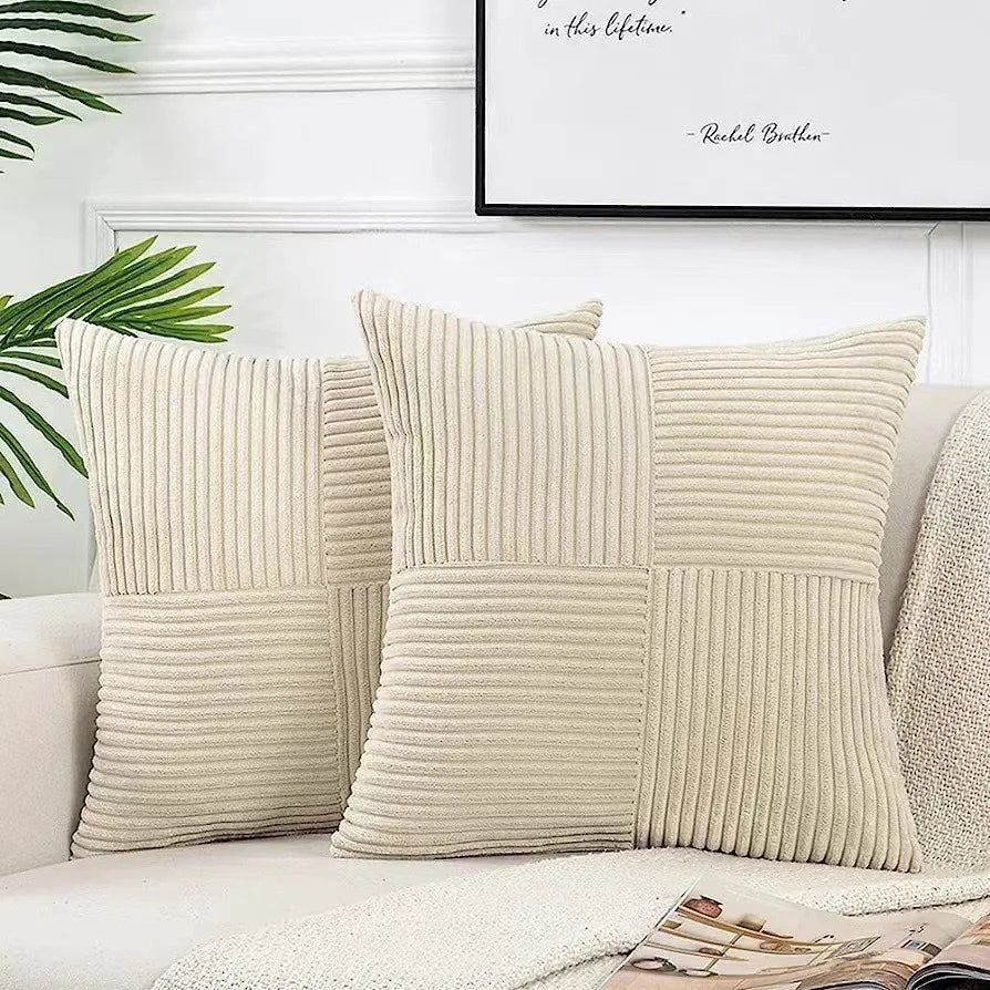 Housse De Coussin Velours Minimaliste Beige Foncé - Maison Coussin