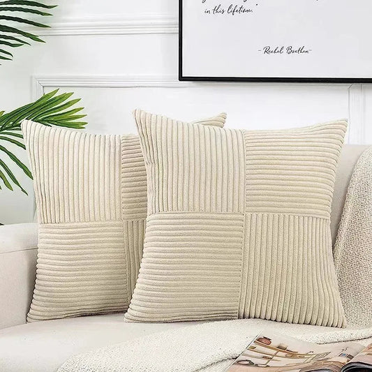 Housse De Coussin Velours Minimaliste Beige Foncé - Maison Coussin