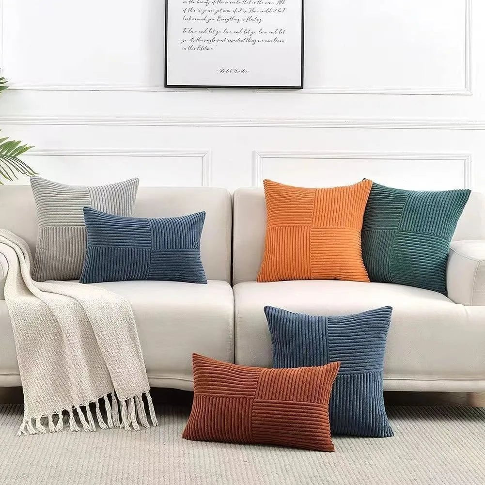 Housse De Coussin Velours Minimaliste Bleu - Maison Coussin