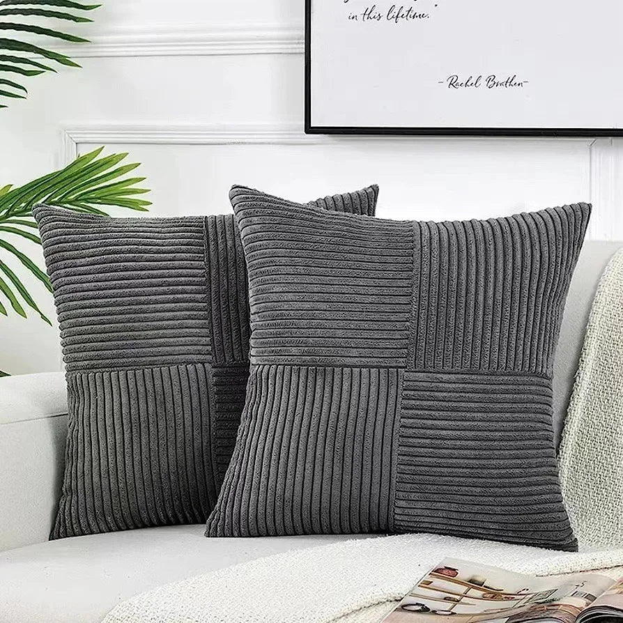 Housse De Coussin Velours Minimaliste Gris Foncé - Maison Coussin