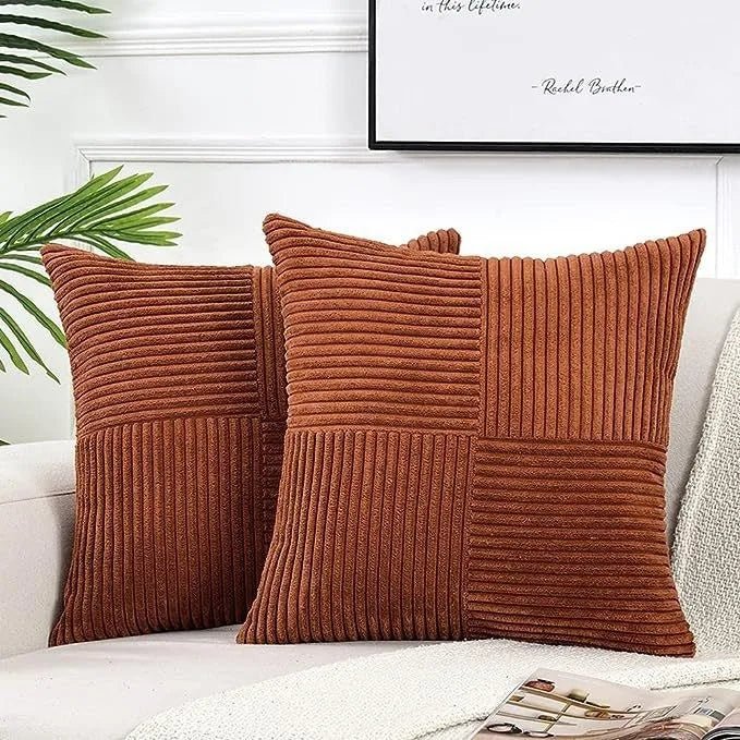 Housse De Coussin Velours Minimaliste Marron Rougeâtre - Maison Coussin