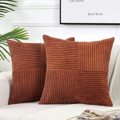 Housse De Coussin Velours Minimaliste Marron Rougeâtre - Maison Coussin