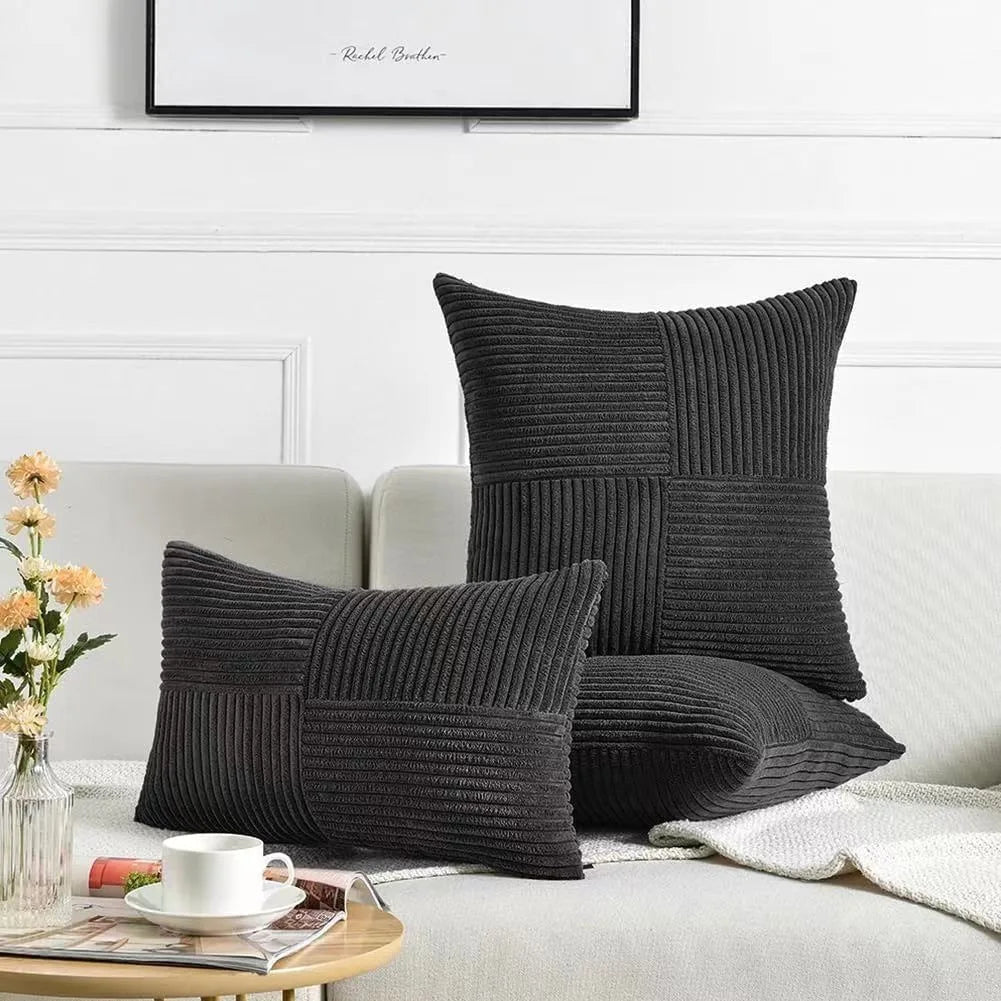 Housse De Coussin Velours Minimaliste Noir - Maison Coussin