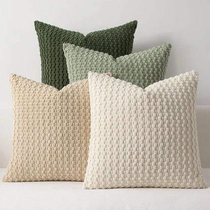 Housse De Coussin Velours Moderne Beige Foncé - Maison Coussin