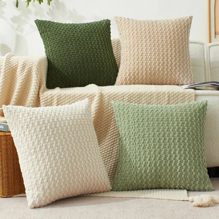 Housse De Coussin Velours Moderne Beige Foncé - Maison Coussin