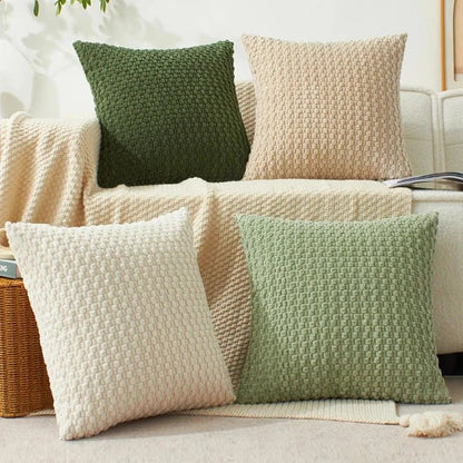 Housse De Coussin Velours Moderne Beige Foncé - Maison Coussin