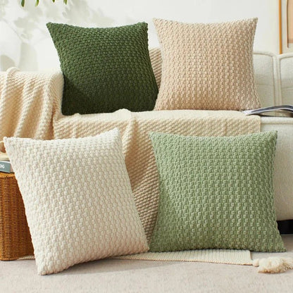 Housse De Coussin Velours Moderne Bleu - Maison Coussin