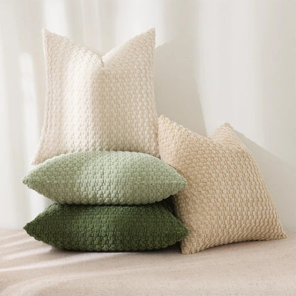 Housse De Coussin Velours Moderne Vert - Maison Coussin